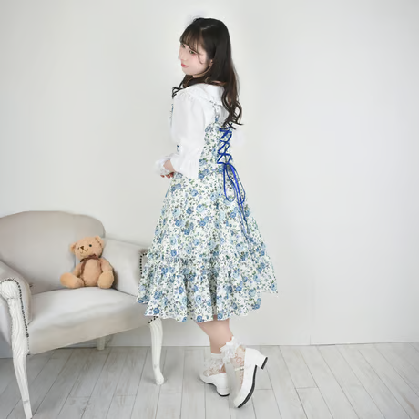 【heavenly garden 】ヘヴンリィ ガーデン ローズプリンセスラインジャンパースカート・ブルー