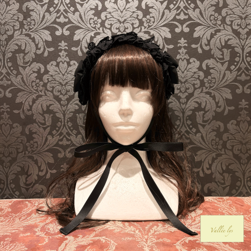 【Vallée lys】ヴァレリス Lace Enchantment Headdress White/Ivory/Wine/Purple/Navy/新色Green/Black×White/Black