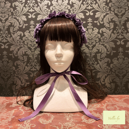 【Vallée lys】ヴァレリス Lace Enchantment Headdress White/Ivory/Wine/Purple/Navy/新色Green/Black×White/Black