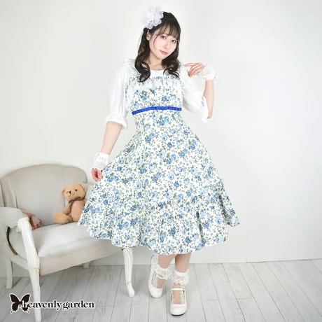 【heavenly garden 】ヘヴンリィ ガーデン ローズプリンセスラインジャンパースカート・ブルー