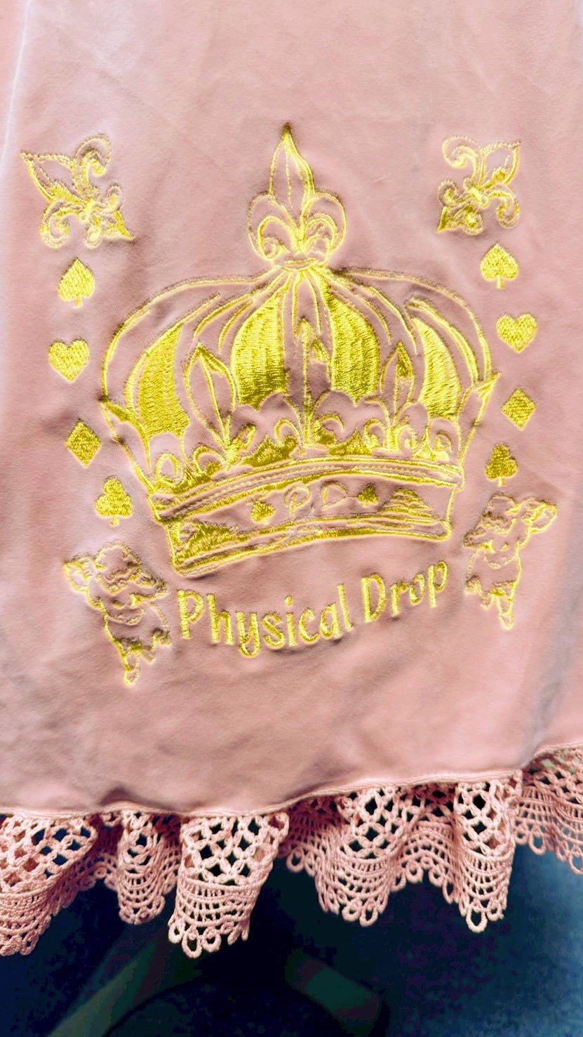 【Physical Drop】フィジカルドロップ 王冠刺繍別珍ジャンパースカートピンク】