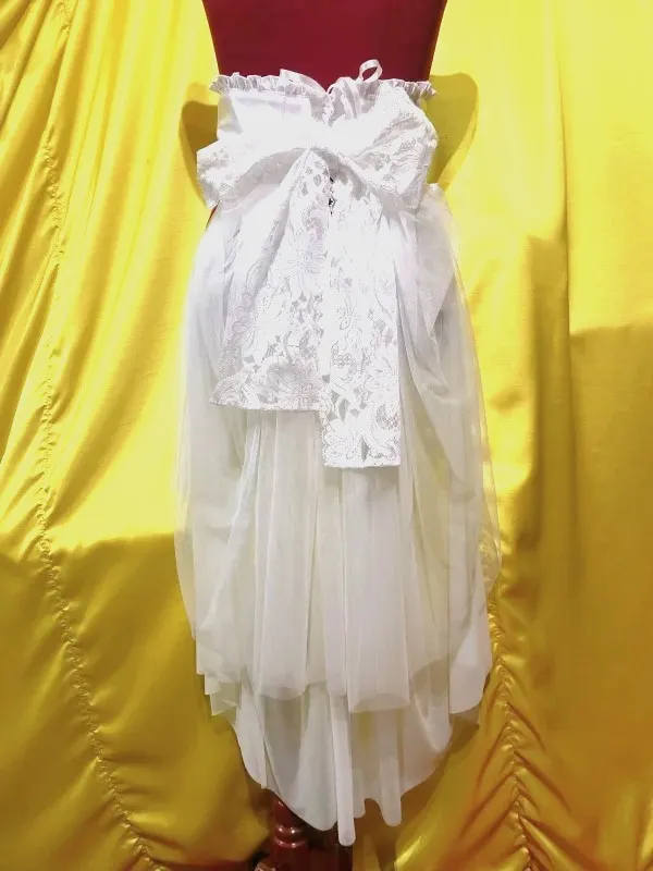 【MARBLE】マーブル バッスルベルト付き編み上げコルセット型ベルト:白