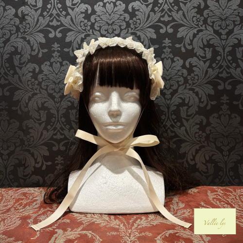 【Vallée lys】ヴァレリス Lace Enchantment Headdress White/Ivory/Wine/Purple/Navy/新色Green/Black×White/Black