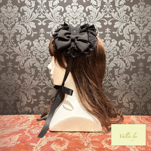 【Vallée lys】ヴァレリス Lace Enchantment Headdress White/Ivory/Wine/Purple/Navy/新色Green/Black×White/Black
