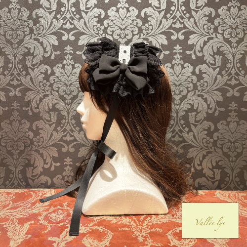 【Vallée lys】ヴァレリス Lace Enchantment Headdress White/Ivory/Wine/Purple/Navy/新色Green/Black×White/Black