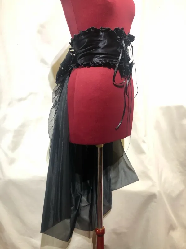 【MARBLE】マーブル バッスルベルト付き編み上げコルセット型ベルト:黒