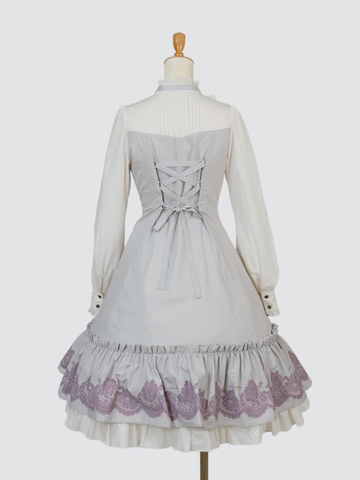 【Victorian maiden】ヴィクトリアンメイデン ★ご予約受付中★ vintageレースプリントサテンメニーリボンドールドレス