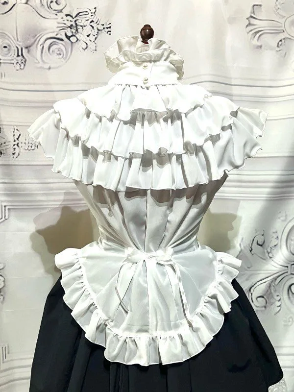【MARBLE】マーブル クラシカルカメオタイ付きティアードフリルブラウス:白
