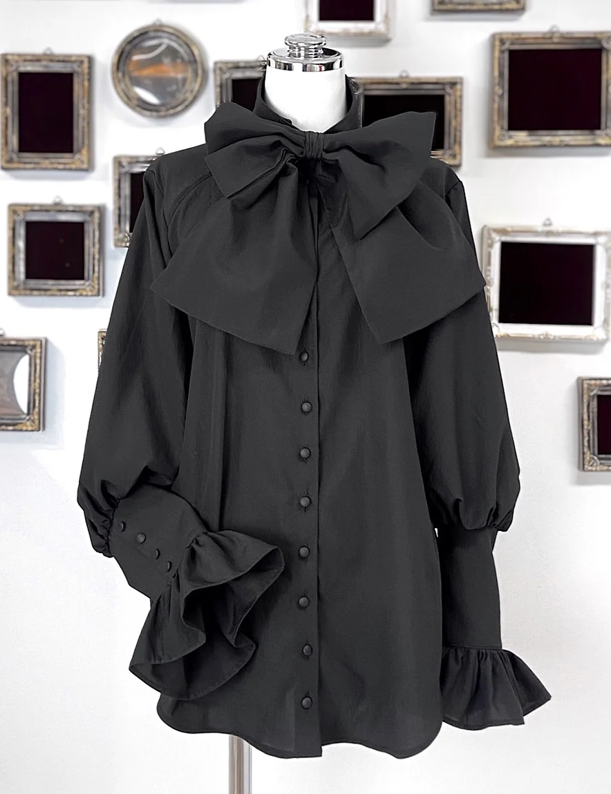 【Na+H】エヌエープラスエイチ er+ブラウス(リボン付き/黒)