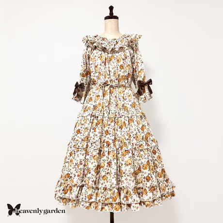 【heavenly garden】헤븐리 가든 로즈 러플 살롱 드레스·옐로우