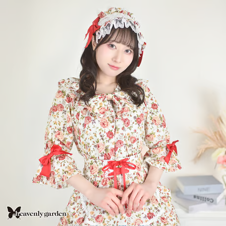 【heavenly garden】헤븐리 가든 로즈 러플 살롱 드레스 레드