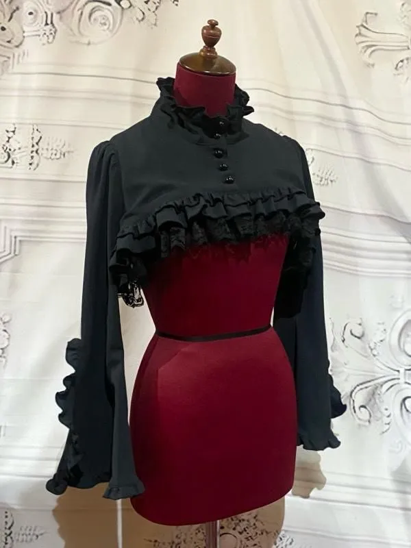 【MARBLE】マーブル 姫袖用ショート丈モダンジャケット:黒×黒レース