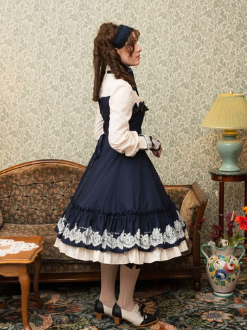 【Victorian maiden】ヴィクトリアンメイデン ★ご予約受付中★ vintageレースプリントサテンメニーリボンドールドレス