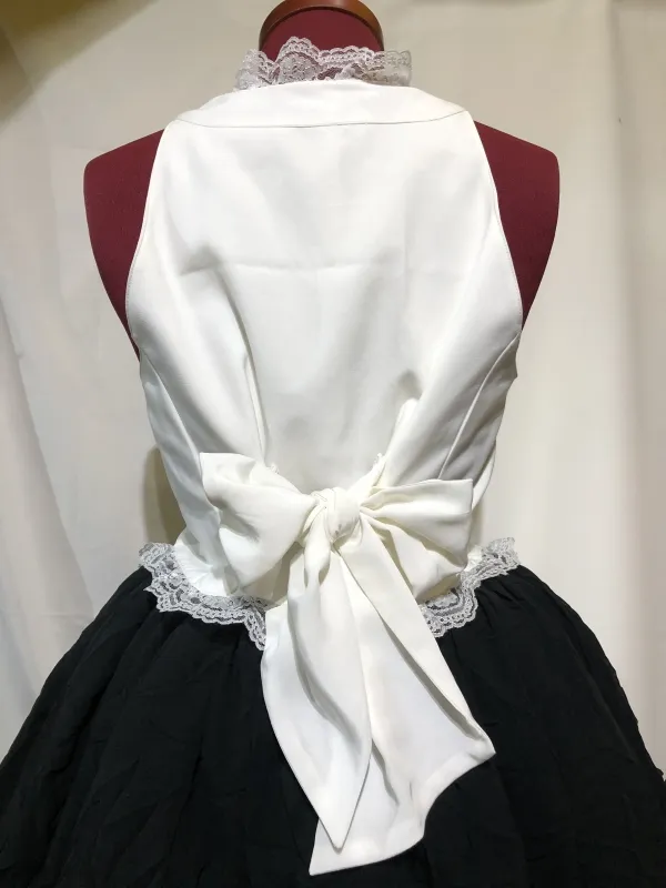 【MARBLE】マーブル 胸元編み上げコルセット風ベスト:白×白レース