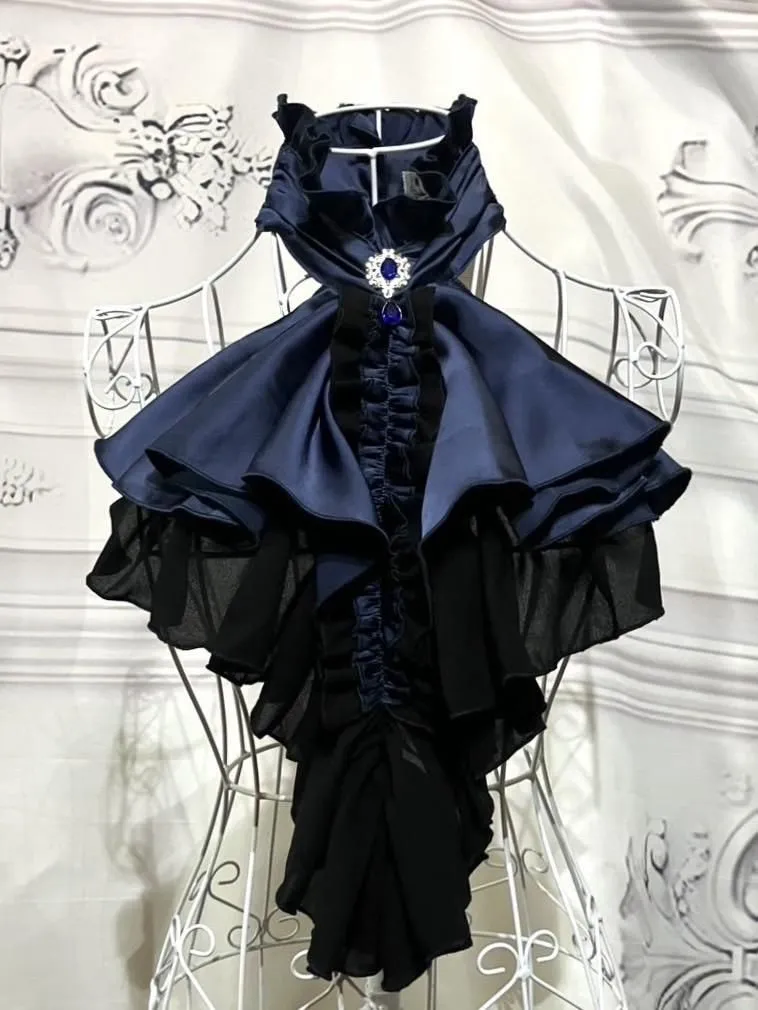 【MARBLE】マーブル ゴシック調ボリュームドレープタイ:青×黒