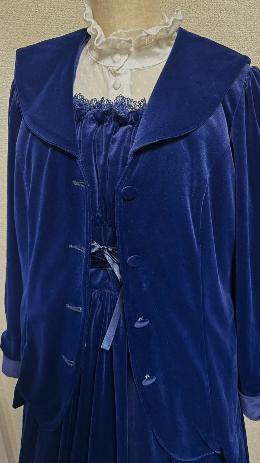 【Physical Drop】フィジカルドロップ 王冠刺繍別珍ジャンパースカート【紺】