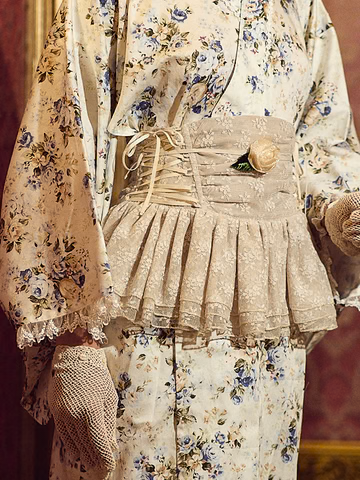 【Victorian maiden】ヴィクトリアンメイデン レースアップフリルコルセット ベージュ 通常サイズ