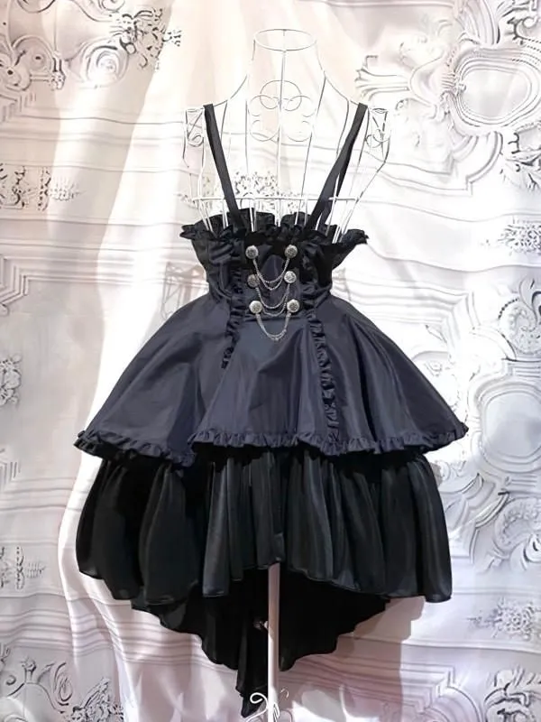 MARBLE】マーブル エンブレム飾りチェーン付きハイウエストドレープ