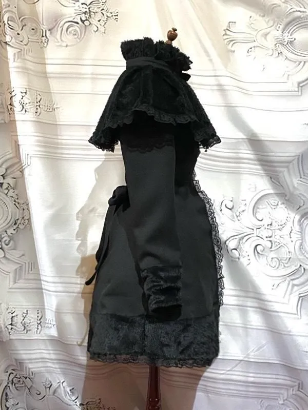 【MARBLE】マーブル クラシカルプリーツケープ付きファーコート:黒