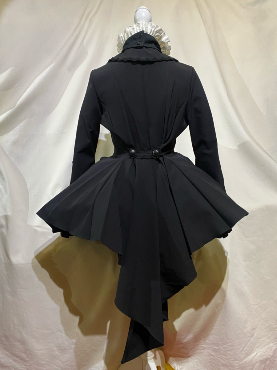 【MARBLE】マーブル ボリュームタイ付きブラウス付き風ジャケット:黒白◆L~LLサイズ◆