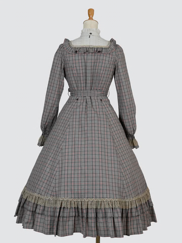 【Victorian maiden】빅토리안 메이든★예약 접수 중★ 에콜 데 펠리스 클래식 돌 롱 드레스 브라운 체크 /Black체크(노멀 사이즈/플러스 사이즈)