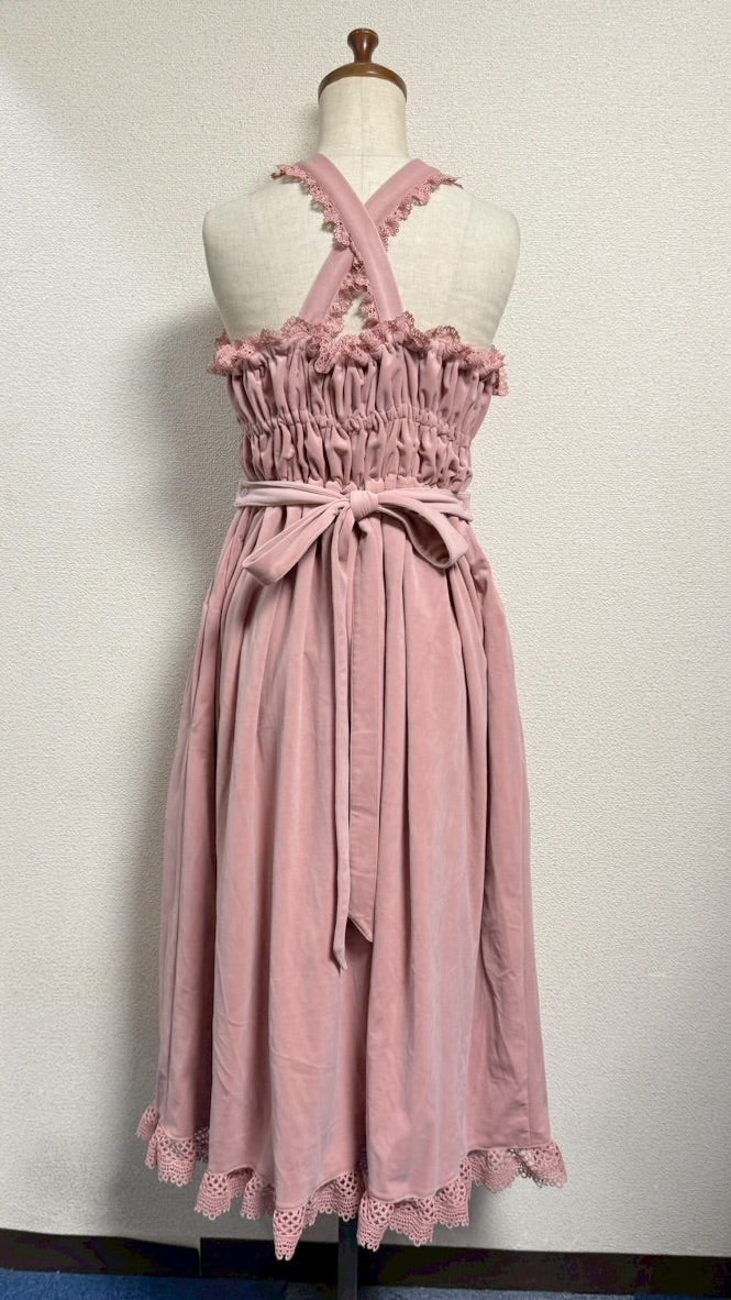 【Physical Drop】フィジカルドロップ 王冠刺繍別珍ジャンパースカートピンク】