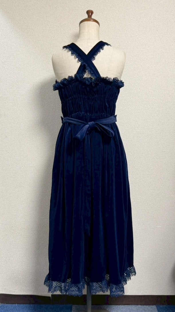 【Physical Drop】フィジカルドロップ 王冠刺繍別珍ジャンパースカート【紺】