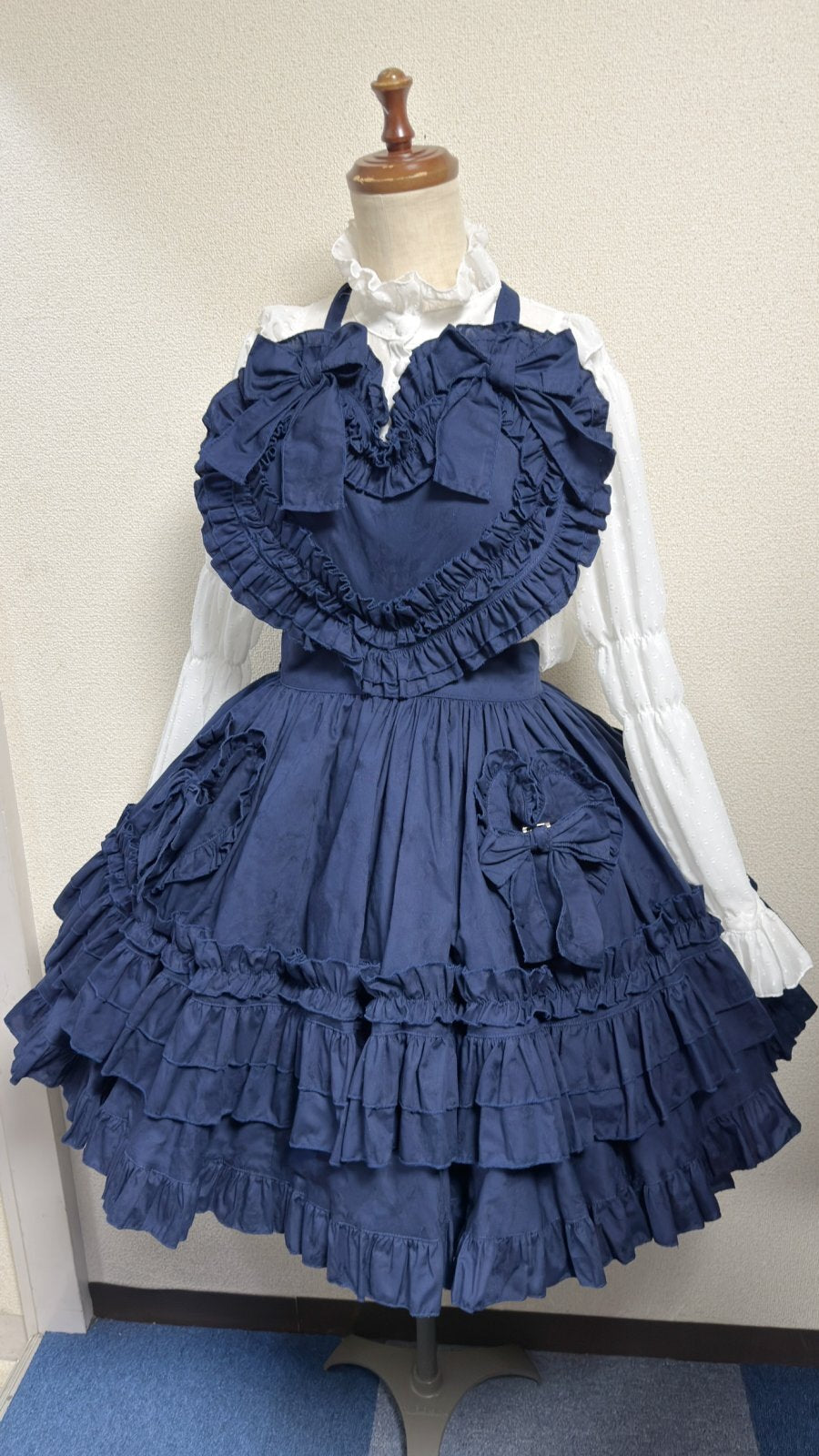 【Physical Drop】フィジカルドロップ ハートエプロン+スカートセット【紺】