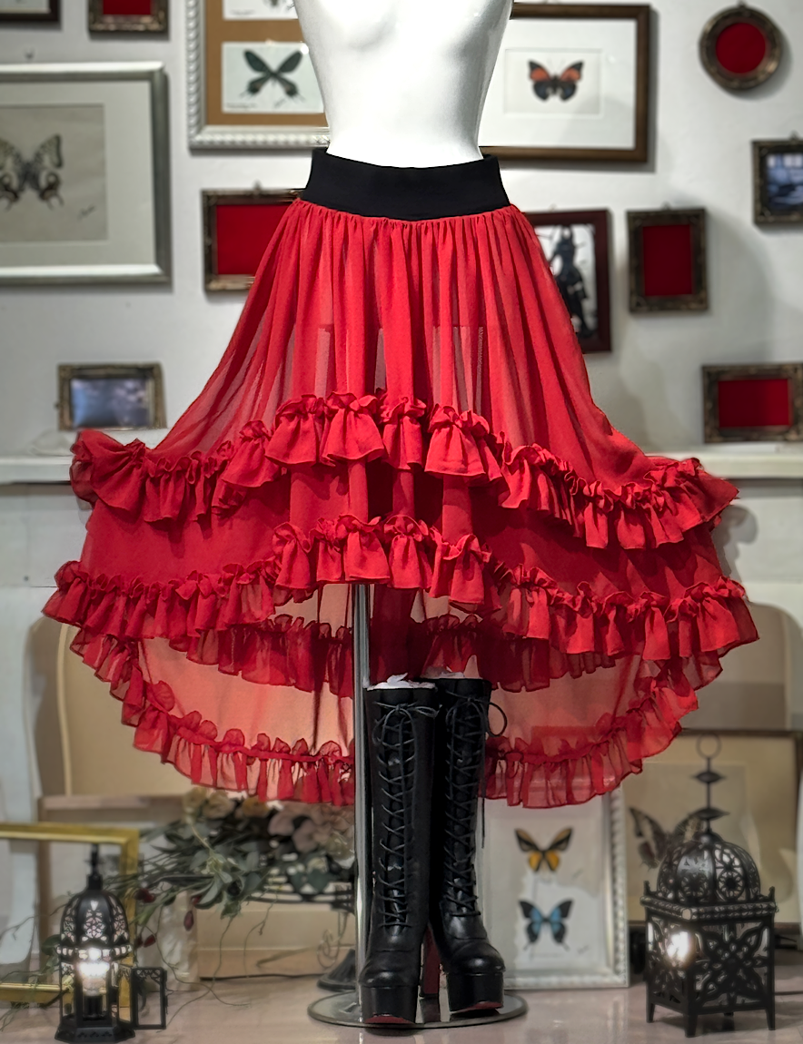 【Na+H】エヌエープラスエイチ mirrorシフォンスカート(赤)