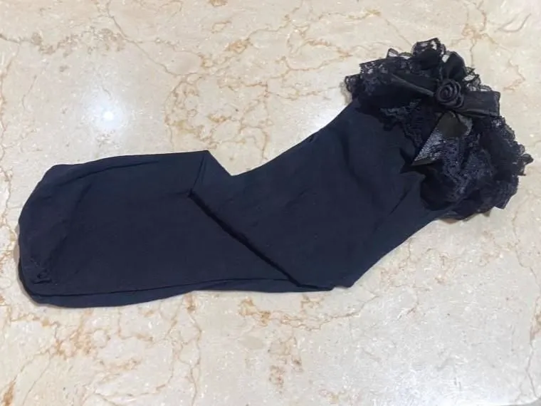 【MARBLE】大理石玫瑰及膝长袜:白×白蕾丝/黑×黑蕾丝