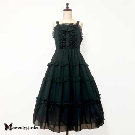 【heavenly garden】헤븐리 가든 쉬폰티아드 점퍼 스커트Black