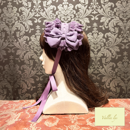 【Vallée lys】ヴァレリス Lace Enchantment Headdress White/Ivory/Wine/Purple/Navy/新色Green/Black×White/Black