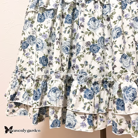 【heavenly garden】헤븐리 가든 로즈 러플 살롱 드레스 블루