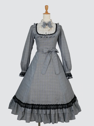 【Victorian maiden】빅토리안 메이든★예약 접수 중★ 에콜 데 펠리스 클래식 돌 롱 드레스 브라운 체크 /Black체크(노멀 사이즈/플러스 사이즈)