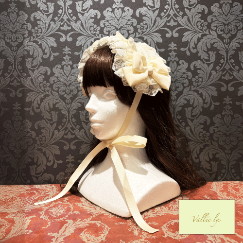 【Vallée lys】ヴァレリス Lace Enchantment Headdress White/Ivory/Wine/Purple/Navy/新色Green/Black×White/Black