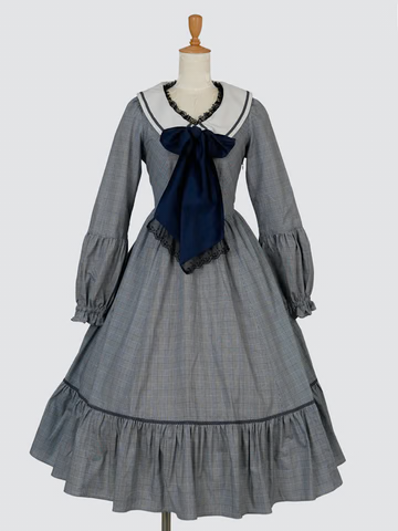 【Victorian maiden】빅토리안 메이든★예약 접수 중★ 에콜 데 펠리스 포트 세일러 드레스 브라운 체크 /Black점검