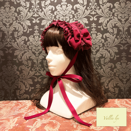 【Vallée lys】ヴァレリス Lace Enchantment Headdress White/Ivory/Wine/Purple/Navy/新色Green/Black×White/Black