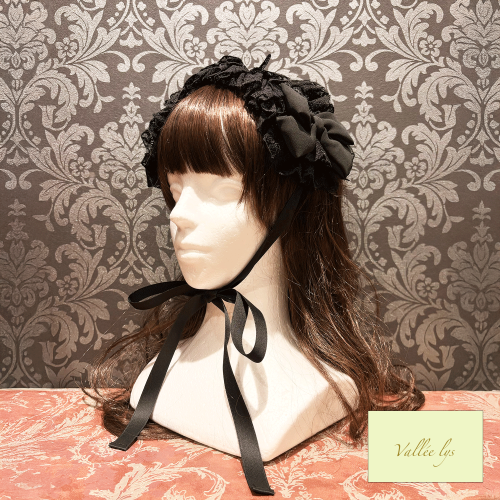 【Vallée lys】ヴァレリス Lace Enchantment Headdress White/Ivory/Wine/Purple/Navy/新色Green/Black×White/Black