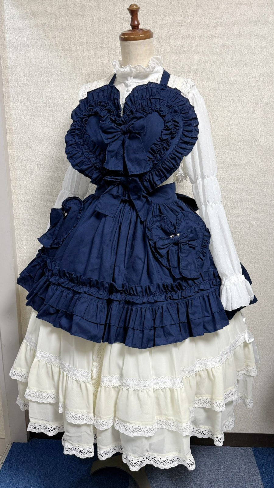 【Physical Drop】フィジカルドロップ ハートエプロン+スカートセット【紺】