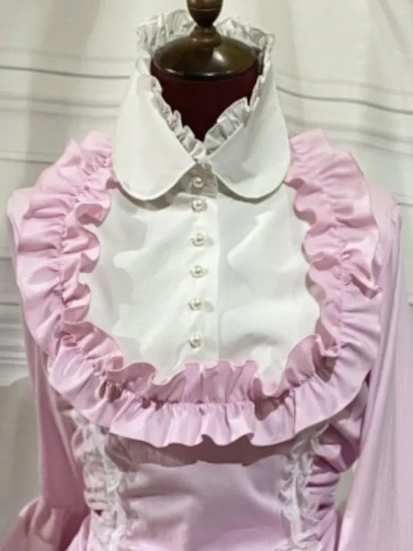 【MARBLE】マーブル リボンデコレーション・クラシックタイ付きサイドタックドレスワンピース:ピンク