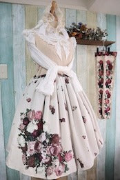 【Morun×Muuna Stoik】モランムーナストイック Rose thorn bouquet」ジャンパースカートワンピース 生成り/黒