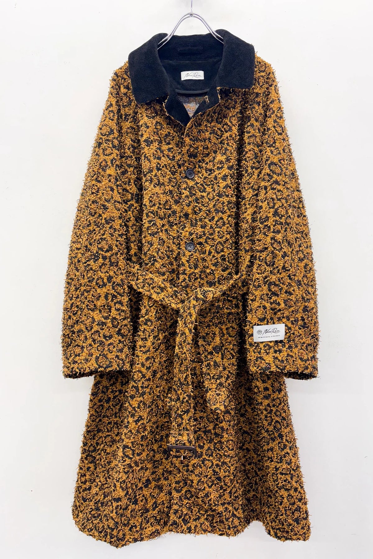 【New Rose】 LEOPARD JACQUARD NEEDLE PUNCH BELT COAT