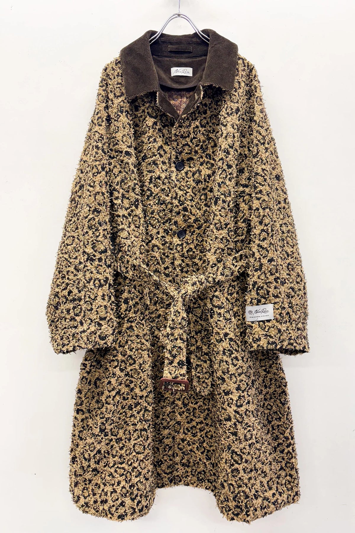 【New Rose】 LEOPARD JACQUARD NEEDLE PUNCH BELT COAT