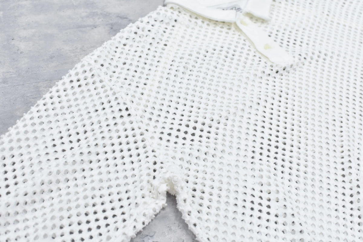 【New Rose】 Punched Fabric Long-sleeved Polo Shirt