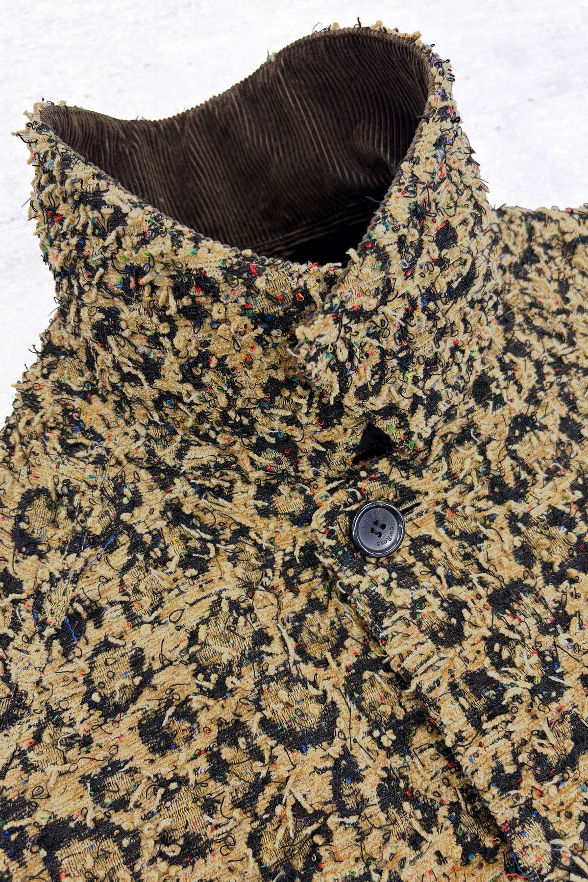 【New Rose】 LEOPARD JACQUARD NEEDLE PUNCH BELT COAT