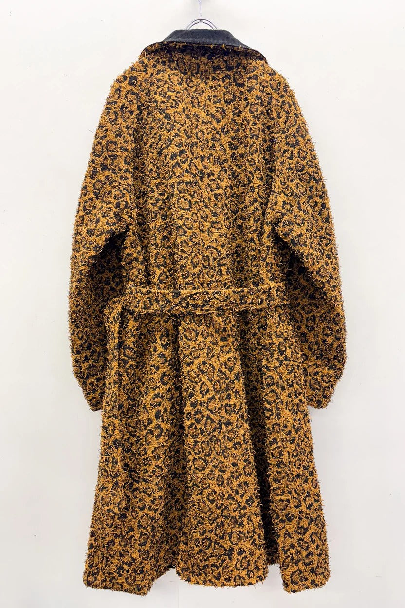 【New Rose】 LEOPARD JACQUARD NEEDLE PUNCH BELT COAT