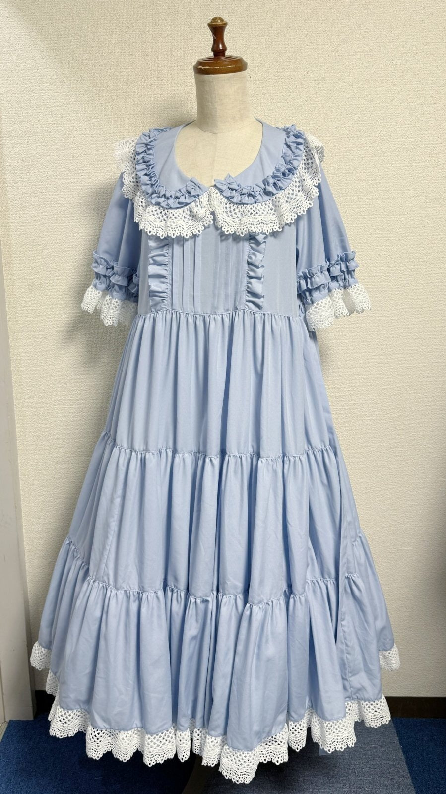 【Physical Drop】フィジカルドロップ レース衿付きティアードOP【水色】