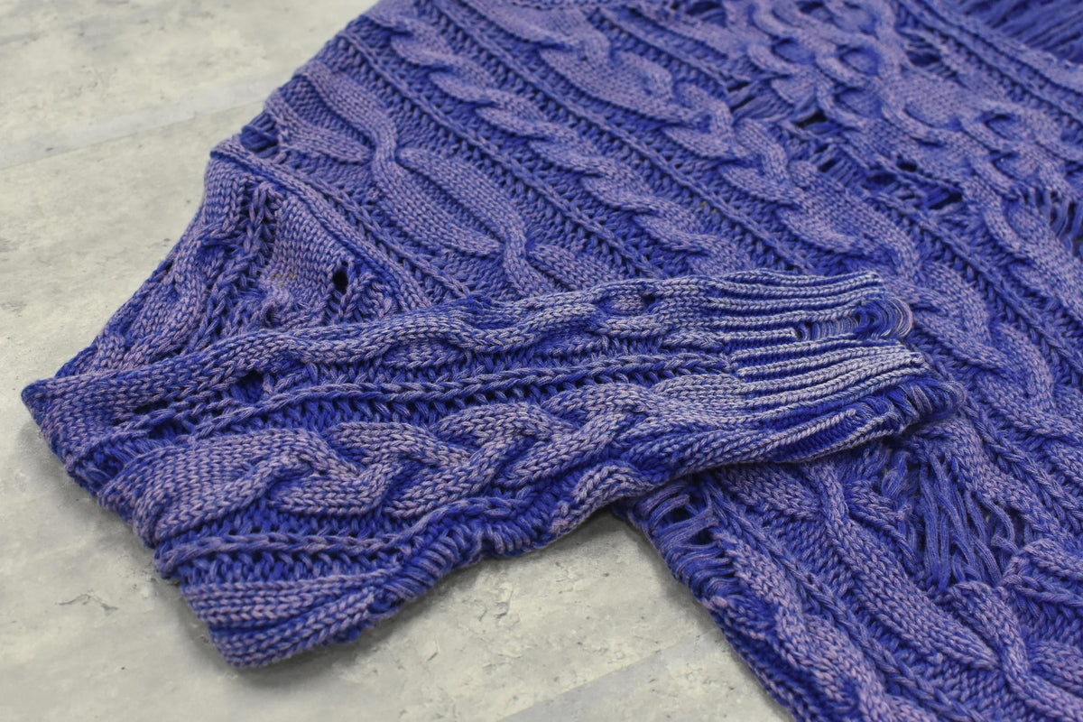 【New Rose】 Rope Knitting Pigment Destroy Pullover