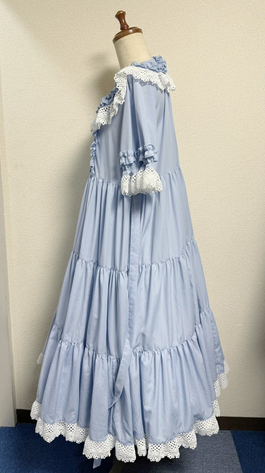 【Physical Drop】フィジカルドロップ レース衿付きティアードOP【水色】