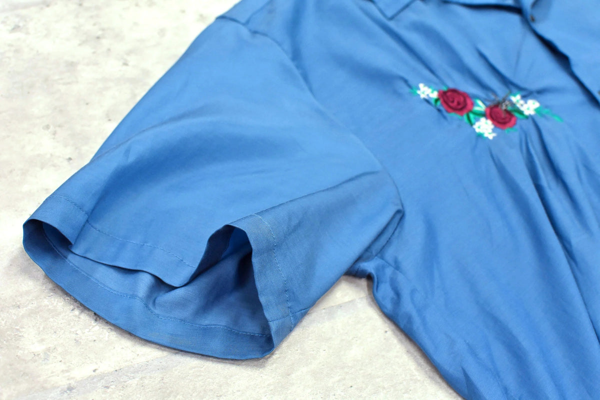 【New Rose】 Embroidery Wrinklework Shirt